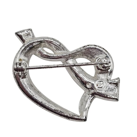 Swarovski Clear Rhinestone Heart Brooch Pin Stmt Swan Logo Glam Love Romantic - Picture 10 of 12